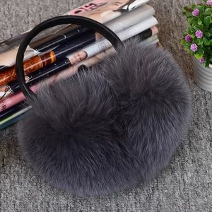 Real Fur Earmuffs - Dark Grey